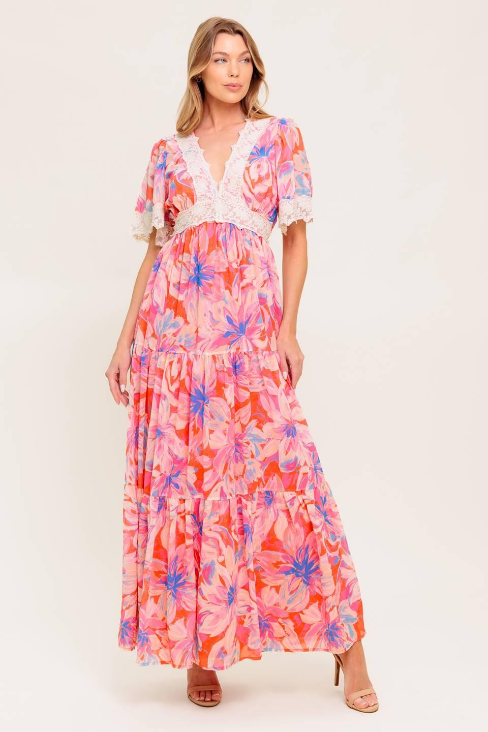 MINIMAL BLOOM WOVEN MAXI DRESS Flying Tomato