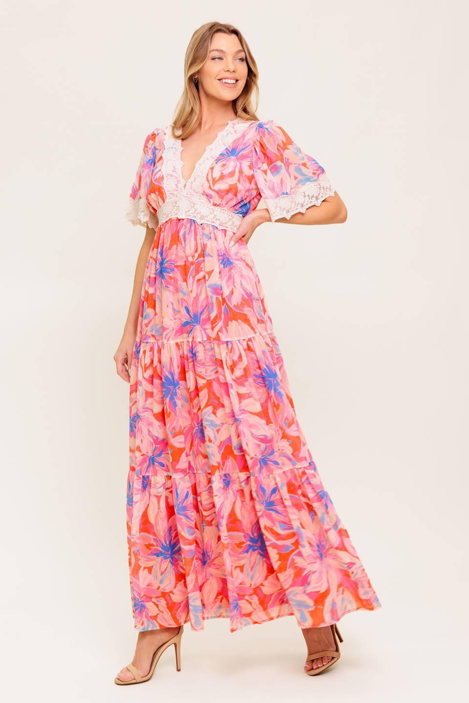 MINIMAL BLOOM WOVEN MAXI DRESS Flying Tomato