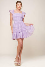 PLAYFULLY POSH LAVENDER WOVEN MINI DRESS Flying Tomato