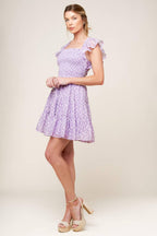 PLAYFULLY POSH LAVENDER WOVEN MINI DRESS Flying Tomato