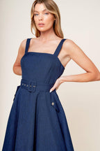 RAULAND NAVY WOVEN MIDI DRESS Flying Tomato