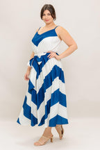 RADIANT HEART NAVY WOVEN MIDI DRESS Flying Tomato