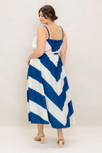 RADIANT HEART NAVY WOVEN MIDI DRESS Flying Tomato