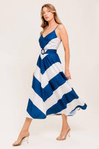 RADIANT HEART NAVY WOVEN MIDI DRESS Flying Tomato