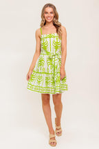 SUNDOWN CHARM GREEN WOVEN MINI DRESS Flying Tomato