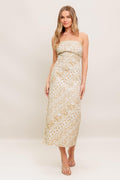 BOHO TROPIC DRAPE WOVEN MIDI DRESS Flying Tomato