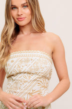 BOHO TROPIC DRAPE WOVEN MIDI DRESS Flying Tomato