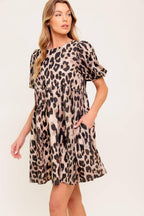 FOREVER YOURS LEOPARD WOVEN MINI DRESS Flying Tomato