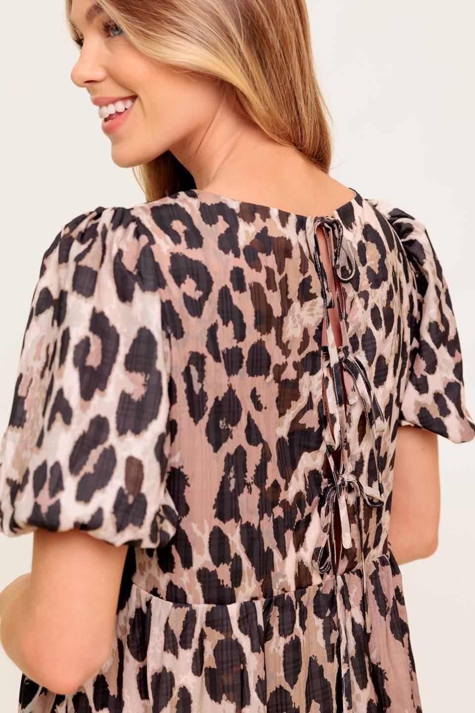 FOREVER YOURS LEOPARD WOVEN MINI DRESS Flying Tomato