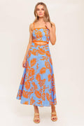 APRICOT SUNSET WOVEN MIDI DRESS Flying Tomato