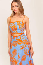 APRICOT SUNSET WOVEN MIDI DRESS Flying Tomato
