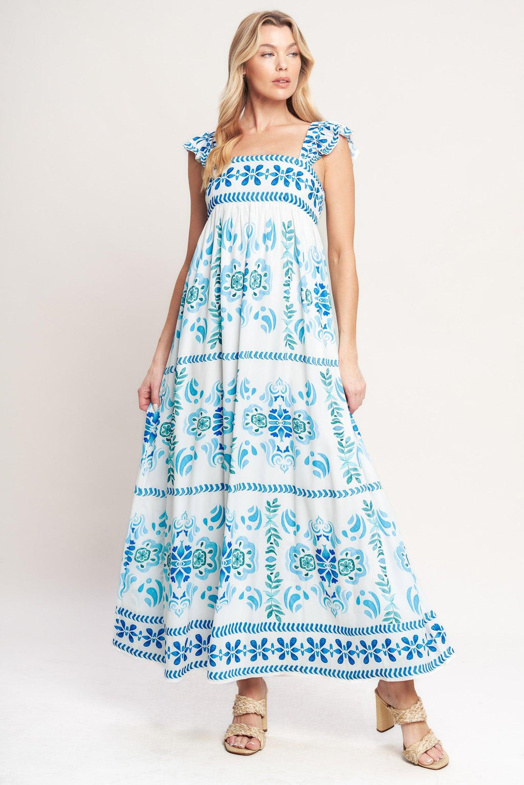 WALKING ON THE COAST WOVEN MAXI DRESS Flying Tomato