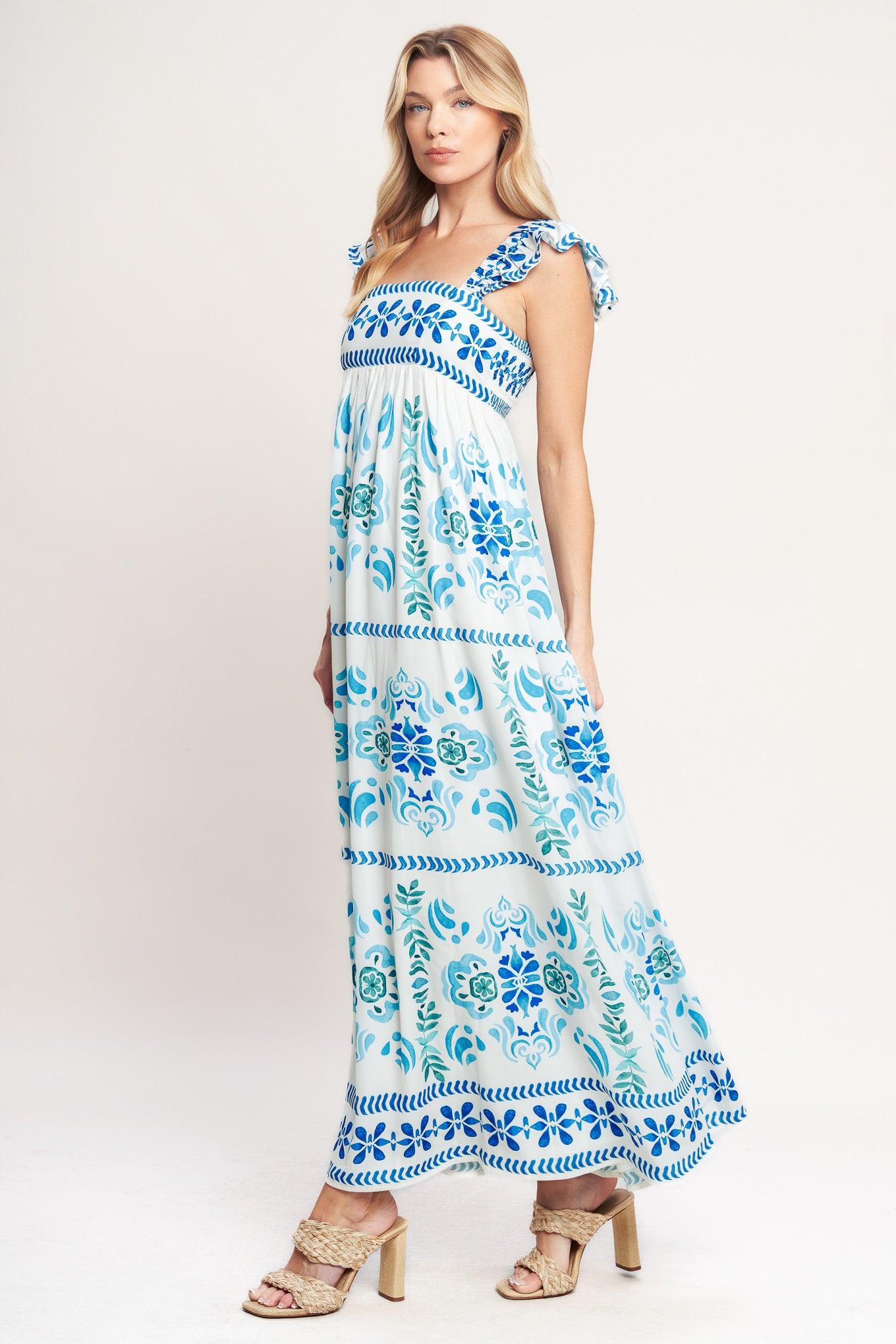 WALKING ON THE COAST WOVEN MAXI DRESS Flying Tomato