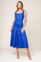 PLEASANT DREAMS BLUE WOVEN MIDI DRESS Flying Tomato