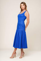 PLEASANT DREAMS BLUE WOVEN MIDI DRESS Flying Tomato