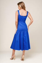 PLEASANT DREAMS BLUE WOVEN MIDI DRESS Flying Tomato