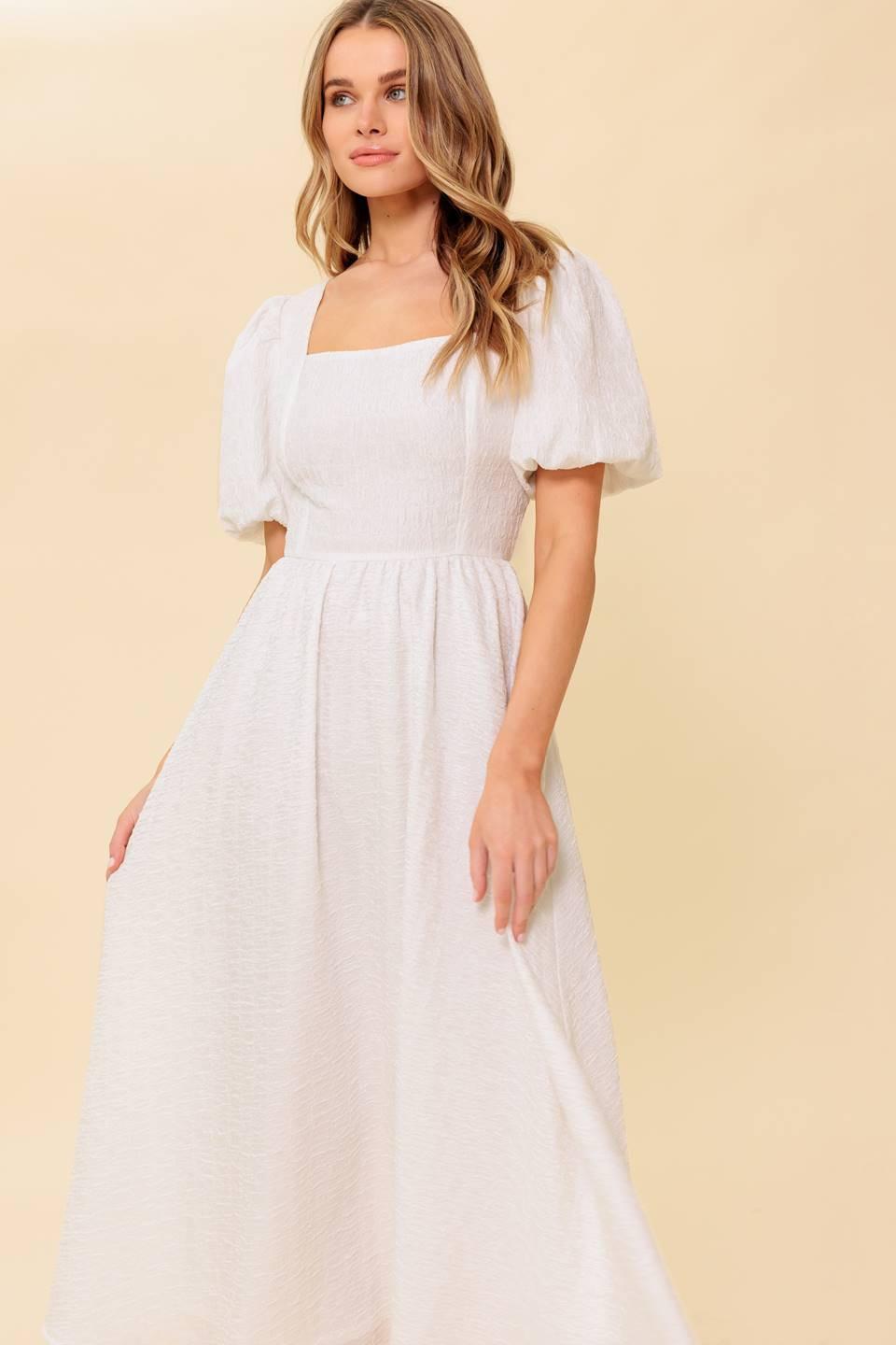 SLEEK DEDICATION IVORY WOVEN MDI DRESS Flying Tomato