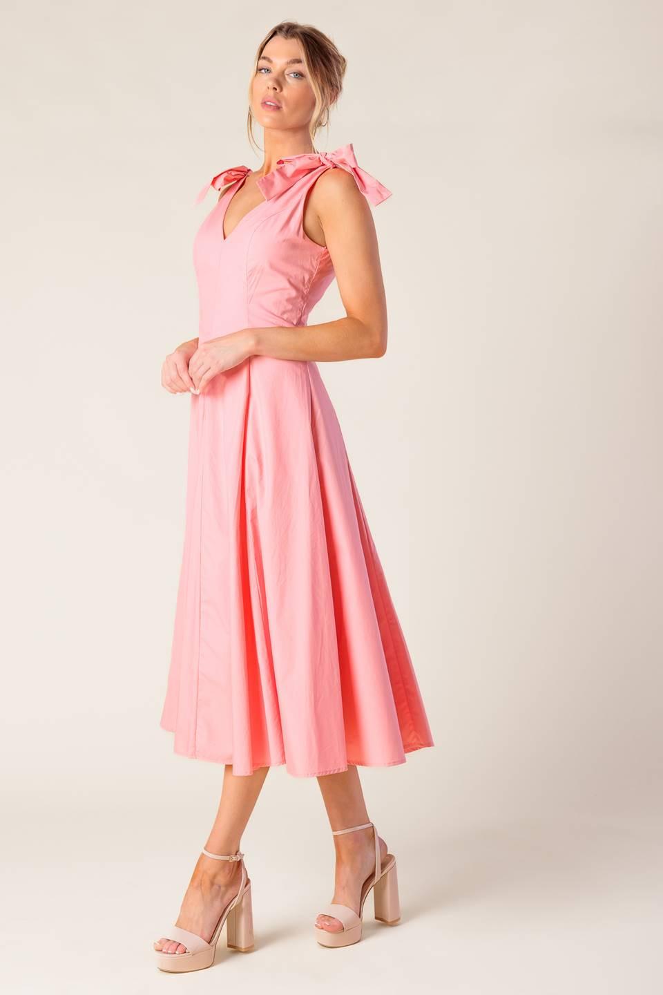 ON THE RIGHT TRACK PEACH WOVEN MIDI DRESS Flying Tomato