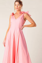 ON THE RIGHT TRACK PEACH WOVEN MIDI DRESS Flying Tomato