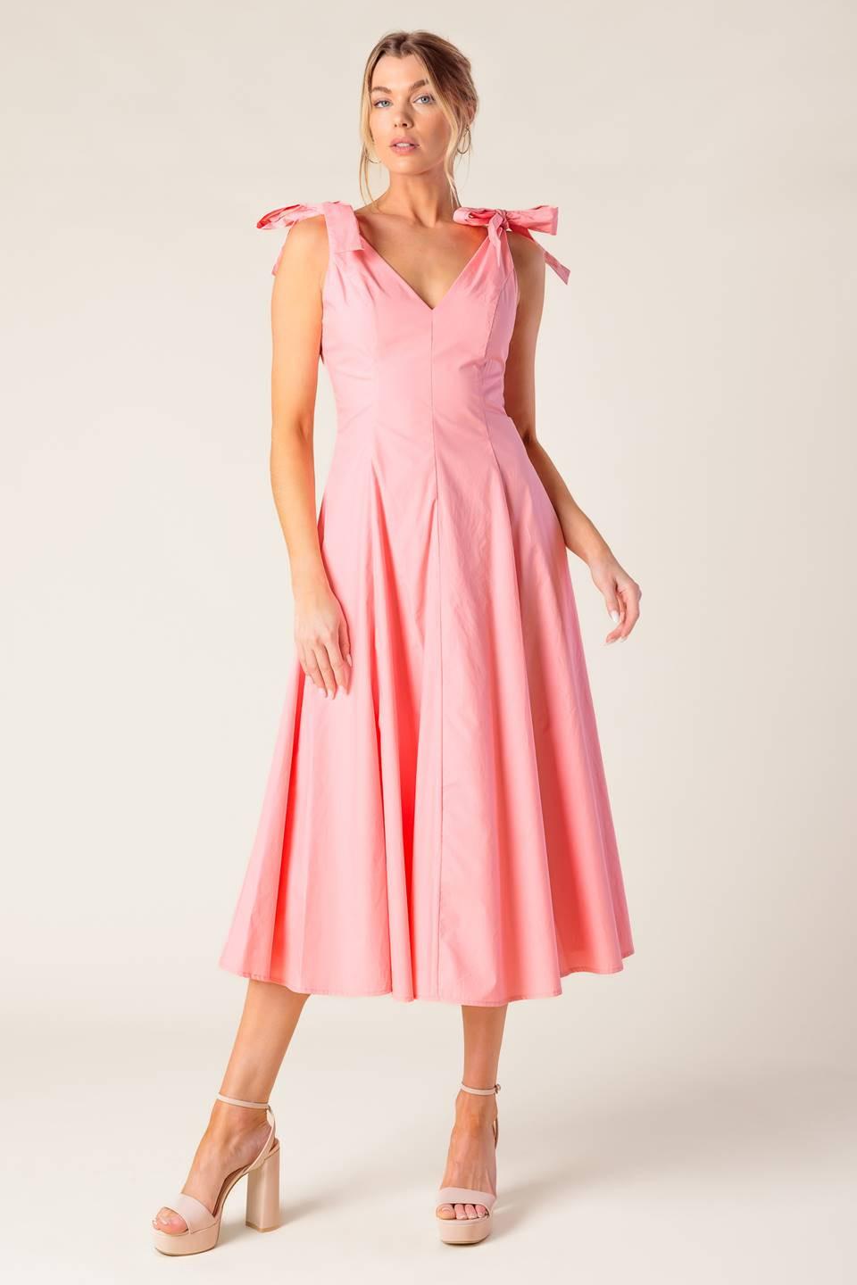 ON THE RIGHT TRACK PEACH WOVEN MIDI DRESS Flying Tomato