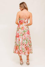 BLUSHING DAWN PINK WOVEN MIDI DRESS Flying Tomato