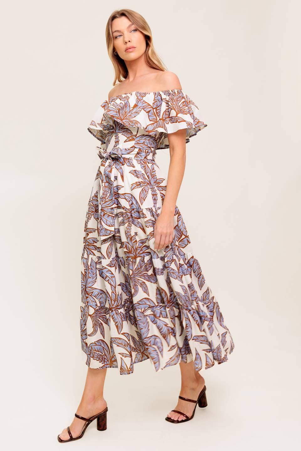 LILY GARDEN LAVENDER WOVEN MIDI DRESS Flying Tomato