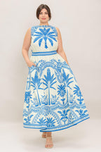 OCEAN PETALS WOVEN MIDI DRESS Flying Tomato