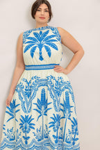 OCEAN PETALS WOVEN MIDI DRESS Flying Tomato