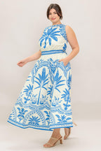 OCEAN PETALS WOVEN MIDI DRESS Flying Tomato