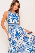 OCEAN PETALS WOVEN MIDI DRESS Flying Tomato