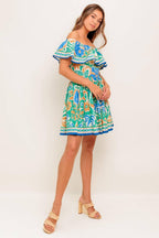 COASTAL LOVE SAGE BLUE WOVEN MINI DRESS Flying Tomato