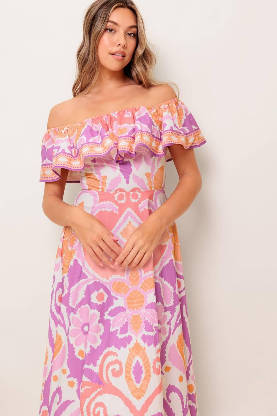 CABANA DREAM LAVENDER WOVEN MIDI DRESS Flying Tomato
