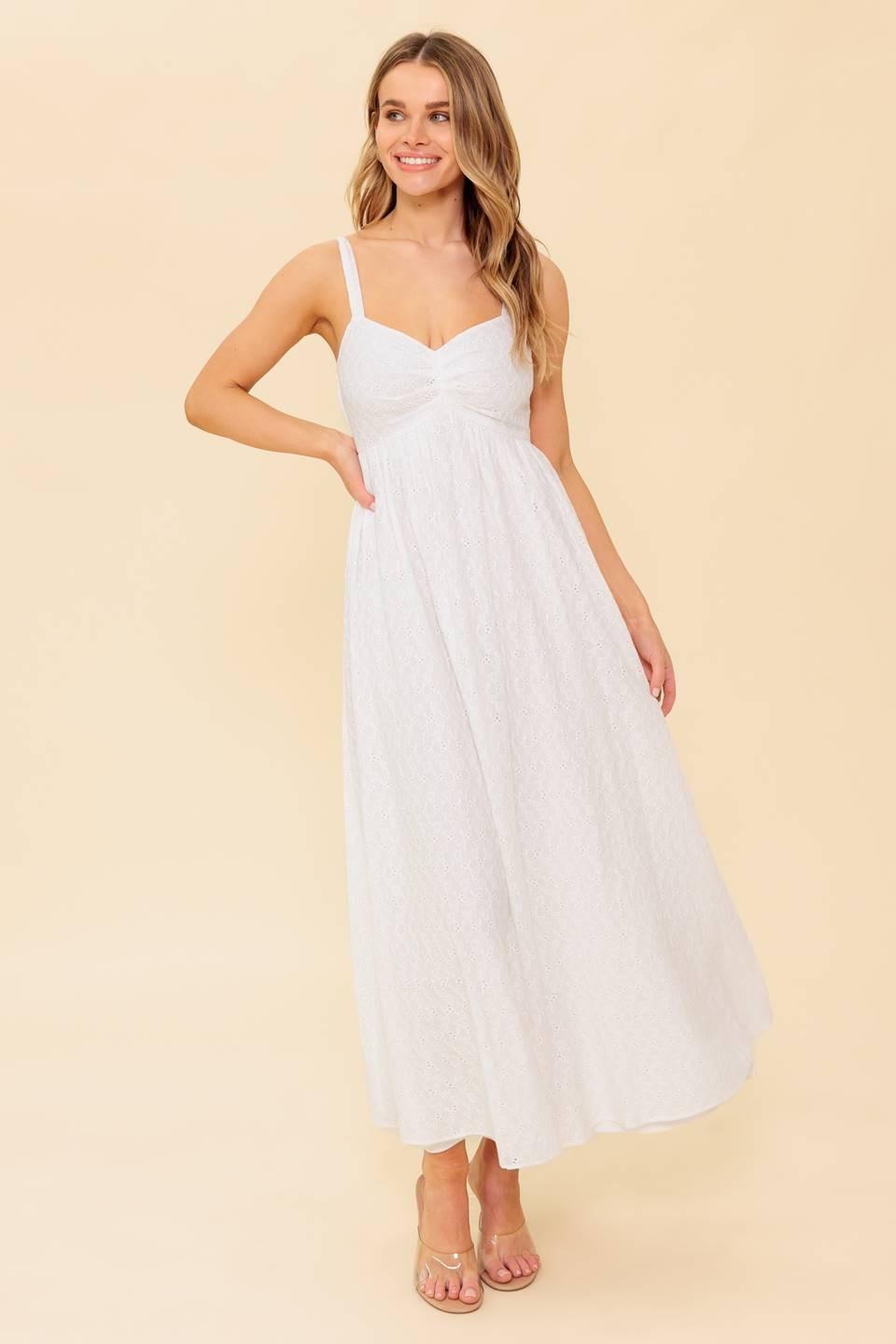 LOVE OF MINE IVORY EYELET MIDI DRESS Flying Tomato