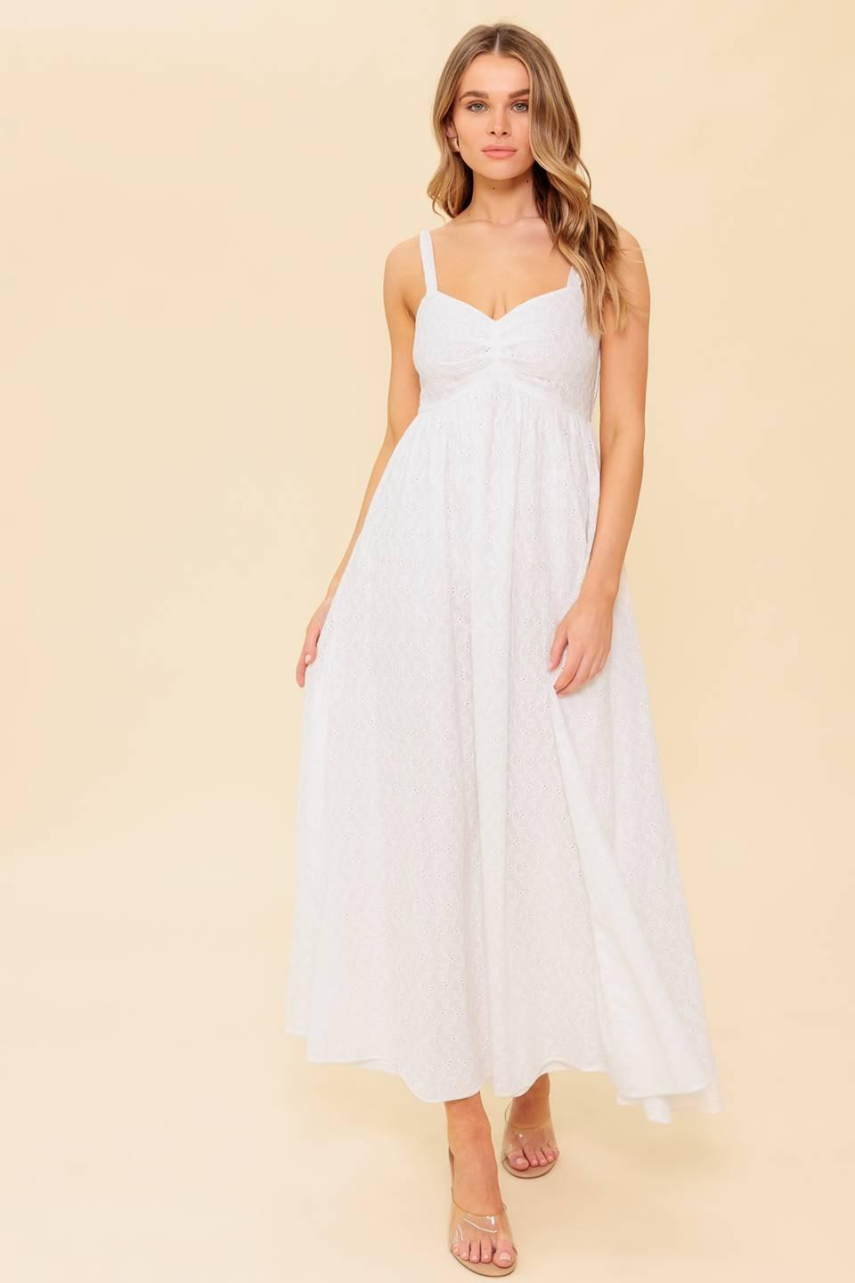 LOVE OF MINE IVORY EYELET MIDI DRESS Flying Tomato