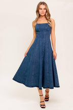 VANILLA COVE DENIM MIDI DRESS Flying Tomato