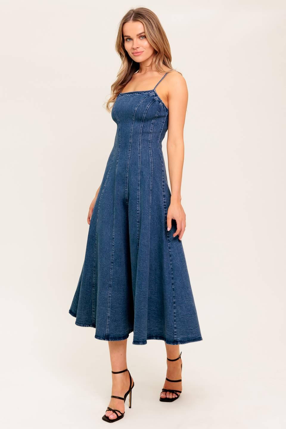 VANILLA COVE DENIM MIDI DRESS Flying Tomato