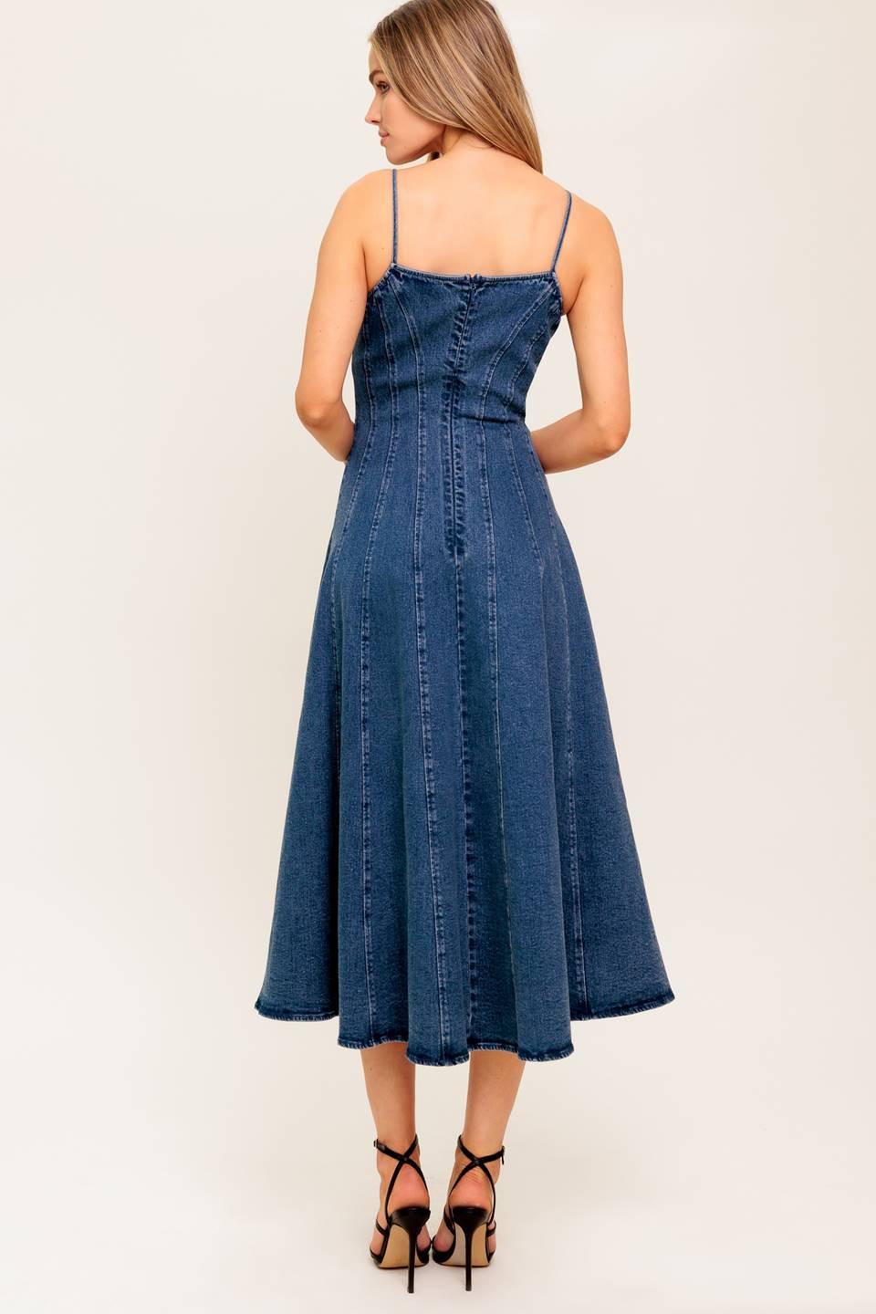 VANILLA COVE DENIM MIDI DRESS Flying Tomato