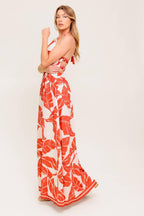 FIRST GLANCE RED WOVEN MIDI DRESS Flying Tomato