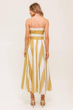 SOFT HORIZON TAUPE WOVEN MIDI DRESS Flying Tomato
