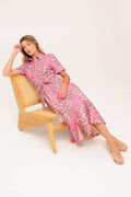 SWEET CAMELLIA PINK WOVEN MIDI DRESS Flying Tomato