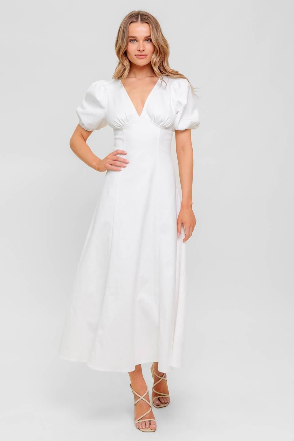 SECRET VINE GLOW WOVEN TWILL MIDI DRESS Flying Tomato