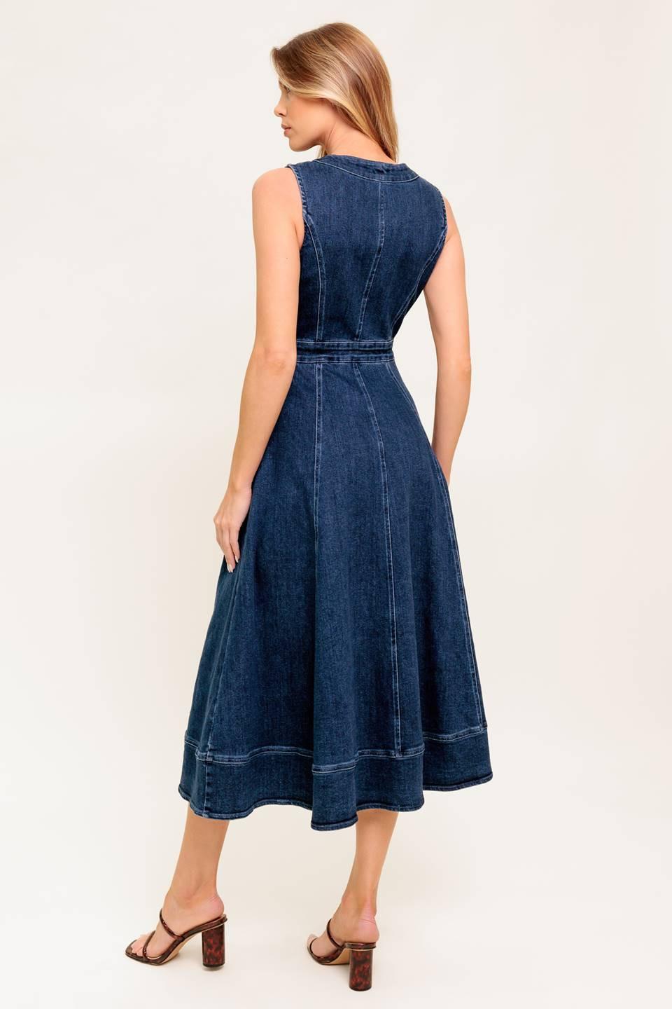 RAW BEAUTY DENIM MIDI DRESS Flying Tomato