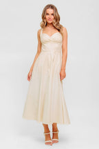 OCEAN SHEEN TENDER CREAM WOVEN MIDI DRESS Flying Tomato