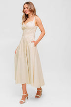 OCEAN SHEEN TENDER CREAM WOVEN MIDI DRESS Flying Tomato