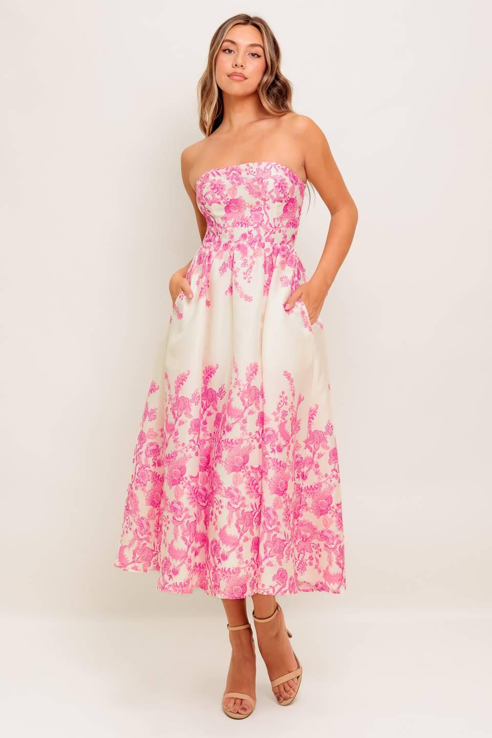 COCO LOCOS WOVEN MIDI DRESS Flying Tomato