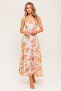 SANDSTONE PETAL WOVEN MIDI DRESS Flying Tomato