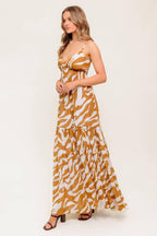 DEW KISS ALMOND WOVEN MAXI DRESS Flying Tomato