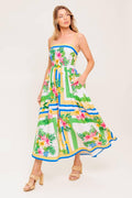 FLORAL HARMONY WOVEN MIDI DRESS Flying Tomato