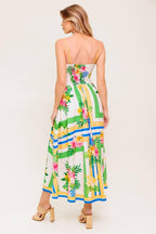 FLORAL HARMONY WOVEN MIDI DRESS Flying Tomato