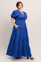 SUMMER GLOW ROYAL BLUE WOVEN MAXI DRESS Flying Tomato
